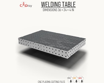 Welding Table DXF Files, 24 x 36 x 4 Inch — Fabrication Worktable Top Plans, SVG Metal Cutting Files
