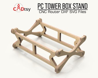 Computer Stand DXF CNC Router Files, SVG Vector Files Woodworking Plans. pc Tower Stand Laser Cutting