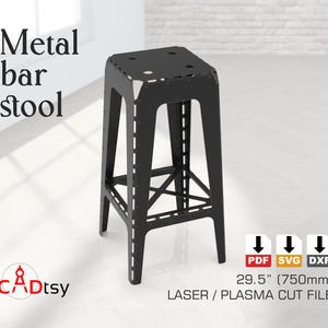 Cnc-Schneidedatei für Barhocker im DXF-Format. Metallhocker-Schnittpläne. Cafe Stuhl Laser Cut Design, Blechbearbeitungsplan. Blechstuhl DXF