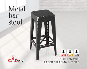 Bar Stool DXF | CNC Plasma/Laser Cut File | Metal Café/Kitchen Seat Plans (750 mm)