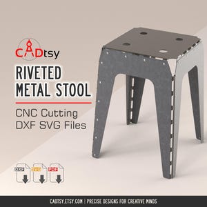 Metall Hocker DXF Cnc Laser geschnitten Datei. Metallstuhl DIY-Pläne. Metall Hocker cnc Blueprints, Möbel Metallarbeit DXF Design. Cadtsy Hocker