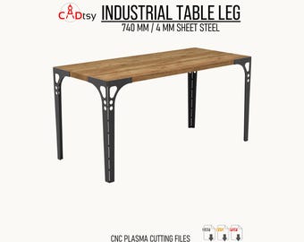 Industrial Table Leg DXF Files for CNC Plasma Cutting, 740mm Sheet Metal Leg