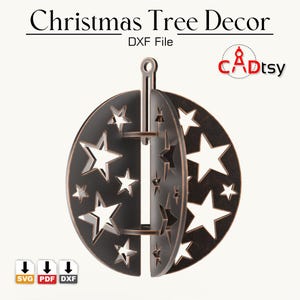 Archivo SVG cortado con láser de bola de árbol de Navidad. Diseño navideño decorativo en 3D. Diseño de adorno navideño listo para cortar con láser de Glowforge. Proyecto de regalo de Lightburn
