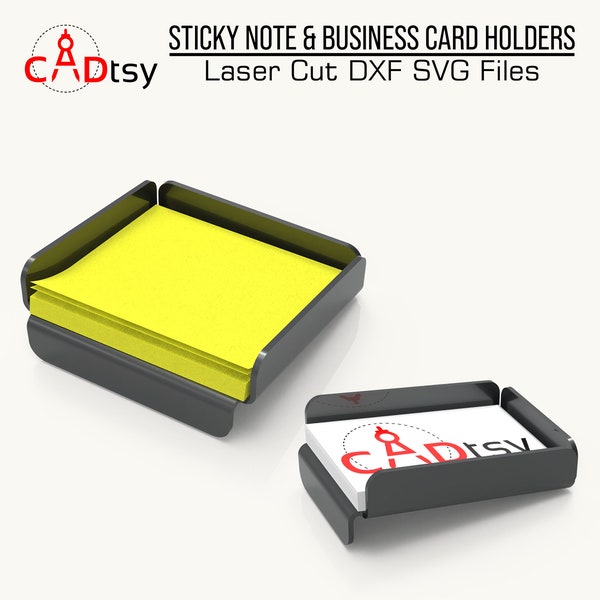 Metal Desk Organizers CNC Laser DXF Cut Files - Business Card & Sticky Note Holders, Sheet Metal Bending Drawings Pdf