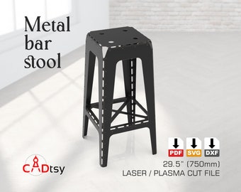 Metal Bar Stool CNC Laser / Plasma Cut DXF File, Vector Fabrication Plans. Industrial Style, Height 750mm (29.5")