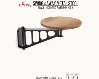 Swing Away Metal Stool DXF Files for CNC Plasma Cutting, Wall Mounted Seat