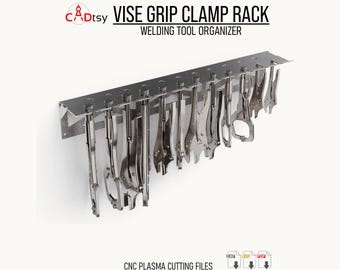 Vise Grip Clamp Rack DXF Files for CNC Plasma Cutting, Welding Tool Organizer