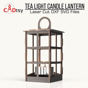 Tea Light Candle Lantern DXF SVG | Laser Cut CNC Files | Mini Lantern Glowforge & Lightburn Template