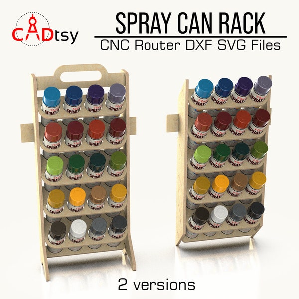 Spray Can Holder Rack DXF / SVG CNC Router Cut Files - Workshop Tool Organizer (2 versions)