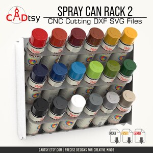 A direct front view of the metal aerosol can organizer, a practical CNC rack file project.