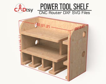 Drill Storage Organizer DXF CNC Router Files • Garage Power Tool Storage Shelf Woodworking Plans