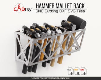 Hammer Holder Rack DXF Files Plasma Cutting. Wall-Mounted Workshop Tool Organizer