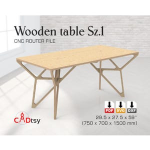 File DXF per router CNC da tavolo. Design di taglio CNC per tavolo da pranzo in legno parametrico. Piano CNC per scrivania in compensato. Design di mobili in kit facili da montare