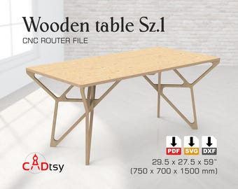 CNC Router Files for Wood Table, Plywood Desk SVG Cut File, DXF Files