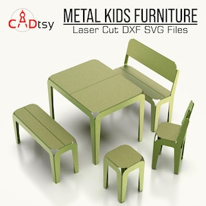 Garten Kindermöbel cnc CDF Dateien. Metall Kinder Terrasse Outdoor Küche Tisch Stuhl Bank cnc Laser Plotten Dateien Bundle Set