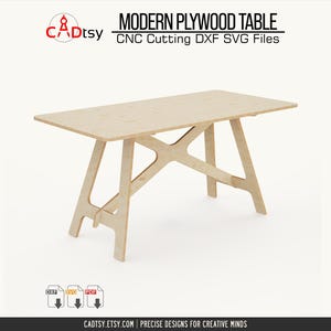 Houten tafel DXF CNC-routerbestanden • Modern houten bureau SVG