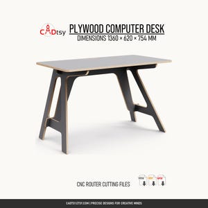 Plywood Computer Desk DXF Files for CNC Router, Flat Pack Desk Plans