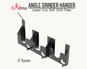 Angle Grinder Hanger Holder DXF CNC Cut File. Grinder Bracket CNC Plasma / Laser Cutting dxf file. Workshop Wall Tool Organizer (3 types)