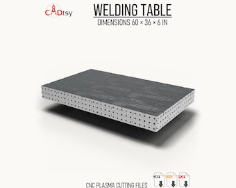 Welding Table DXF Files, 36 x 60 x 6 Inch — Tab and Slot Tabletop Plans, CNC Plasma Cut Files