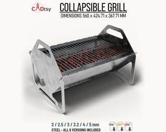 Collapsible Fire Pit DXF Files for CNC Plasma Cutting | Flat Pack Camping Grill Plans, SVG Metal Cut Files