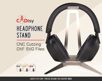 Headphone Stand DXF File - DIY CNC Projects, Digital Download, Laser Cut Files for Gaming Setup & Workspace Organizer