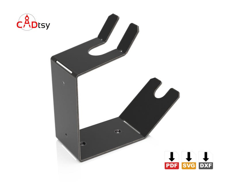 The empty, wall-mounted spray gun holder, showcasing its simple sheet metal bending design.