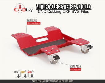 Motorcycle Center Stand Dolly DXF Files for Plasma Cutting, 8mm Bike Mover Plans