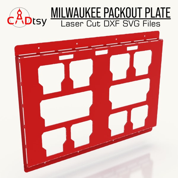 Plaque de montage Milwaukee Packout DXF SVG - fichiers de découpe laser/plasma CNC - support polyvalent pour camion / utv / atelier