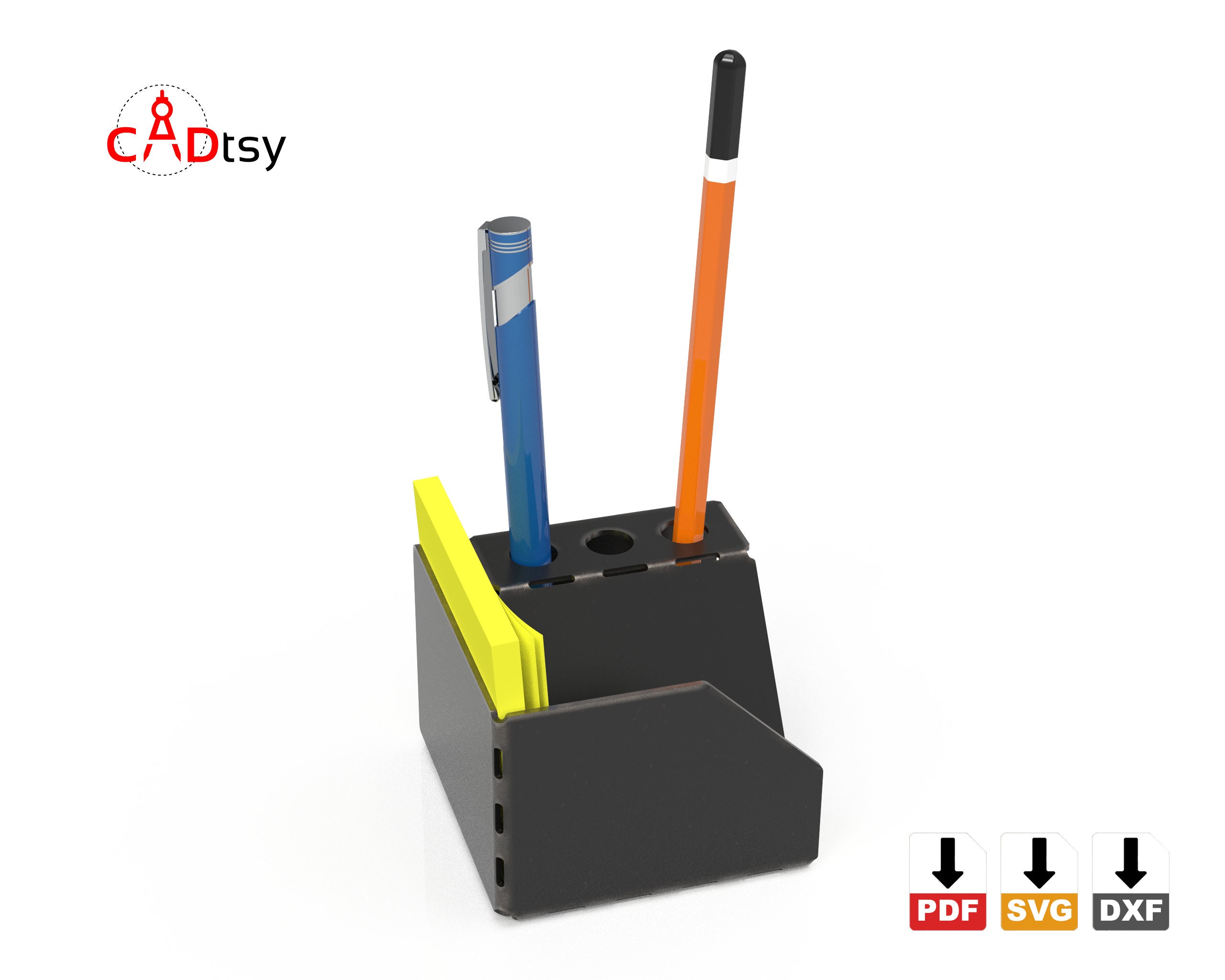 Pen Holder DXF File Metal Desk Organizer Vector Plans for Etsy