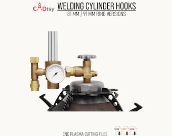 Welding Gas Cylinder Hooks DXF Files for CNC Plasma Cutting, 81mm 91mm Hangers