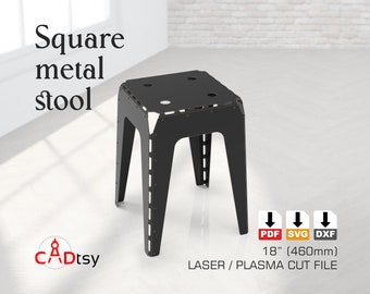 Metal Stool CNC Laser / Plasma Cutting DXF File, Vector Fabrication Plans. Industrial Style Height 460 mm  (18")