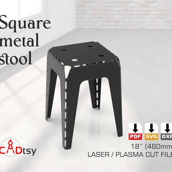 Metal Stool CNC Laser / Plasma Cutting DXF File, Vector Fabrication Plans. Industrial Style Height 460 mm  (18")