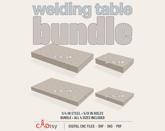 Welding Table DXF Plasma Cutting Files Bundle, 4 Sizes: 24x36, 36x60 Inch, 4 & 6 Inch Tall