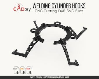 Welding Cylinder Hooks DXF File for cnc Plasma/Laser Cutting. Gas Tank Hook for Welding Gear Equipment Hanging. Workshop Tool Organizer