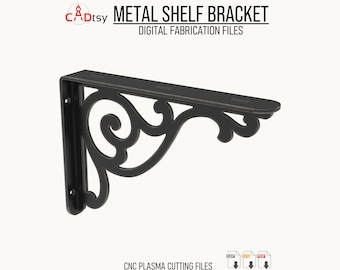 Scrollwork Shelf Bracket DXF Files for CNC Plasma Cutting, Decorative Metal Wall Support
