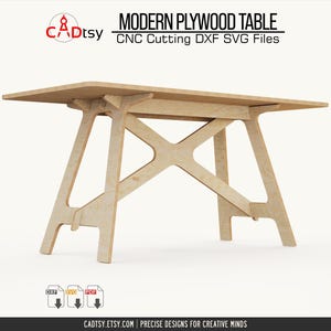 Plywood Table DXF CNC Router Files Wood Desk Flat Pack Furniture SVG