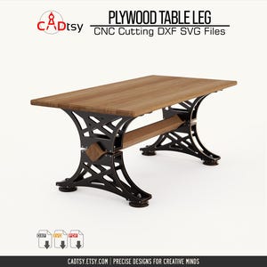 Industrial Wood Table Leg DXF | CNC Router Files for diy Furniture | Modern Plywood Design SVG Cutting Templates