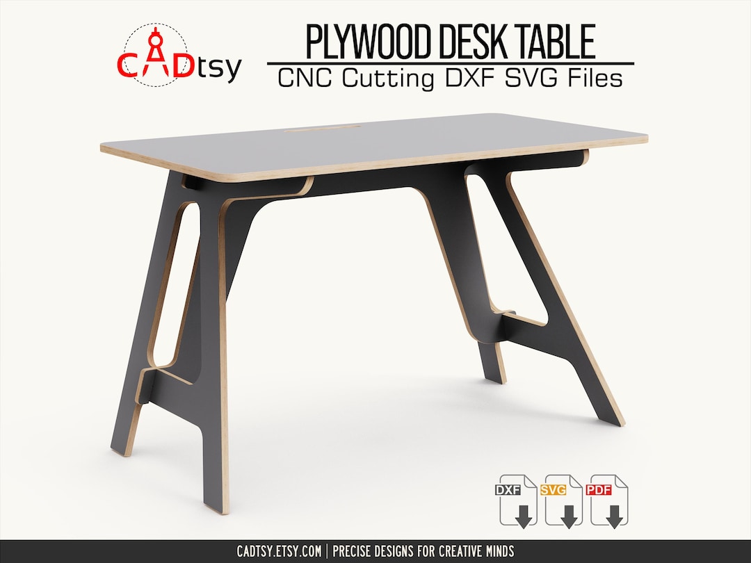 Plywood Computer Desk DXF CNC Router Files • Modern Flat Pack Wooden ...