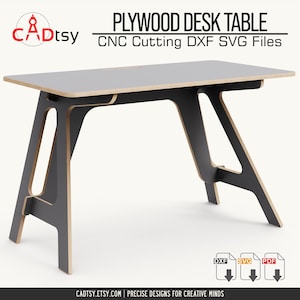 Plik do cięcia stołu ze sklejki DXF CNC, Plany drewnianego stołu do obróbki drewna cnc, Proste nowoczesne biurko DIY Pliki do projektów cięcia cnc