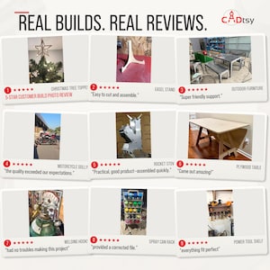 CADtsy customer build photo reviews showing completed projects made from digital CNC files