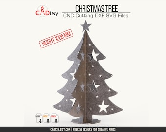 Metal Christmas Tree DXF SVG PDF Files, 1200mm Plasma Cutting Decor