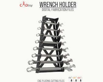 Wrench Holder DXF Files for CNC Plasma Cutting, Freestanding Metal Spanner Rack
