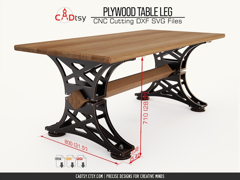 Wood Table Base DXF SVG CNC Router Files, Plywood Table Legs Plans - Etsy
