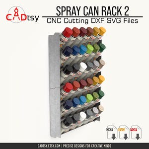 Two spray can racks stacked vertically on a wall, demonstrating the modular design for expanded workshop storage.