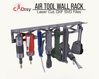 Air Tool Holder Wall Rack DXF Cut File. CNC Plasma/Laser Cutting Design for Pneumatic Tool Holder Pattern. Tool Storage Organizer
