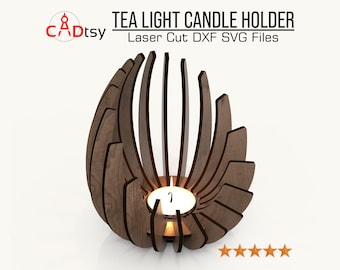 Laser Cut Candle Holder SVG Files • Tea Light Lantern DXF