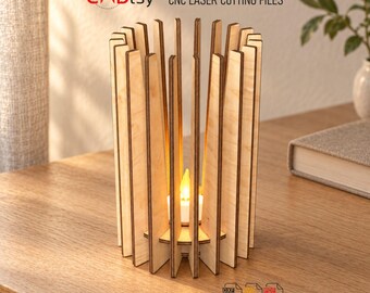 Laser Cut Tealight Candle Holder SVG. Votive Lantern Lamp DXF Digital Download
