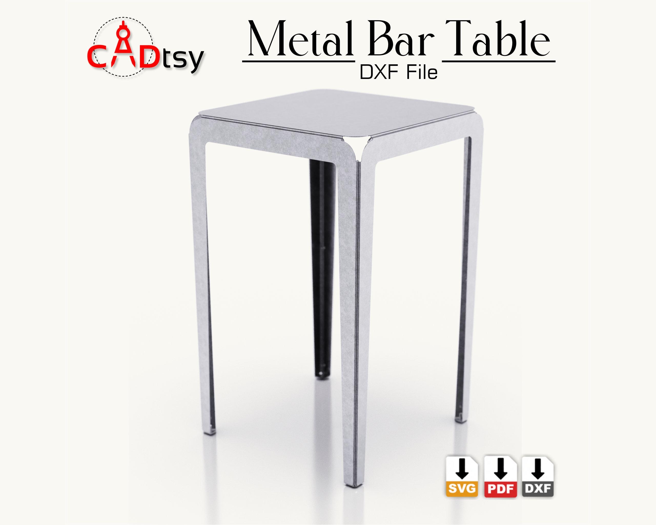 Metal Bar Table DXF SVG | CNC Plasma/Laser Cutting Plans | Sheet-Metal Bending Template | 42″ Bar-Height