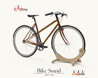 Wooden Bike Stand DXF Files for CNC Router, Plywood Bicycle Floor Rack