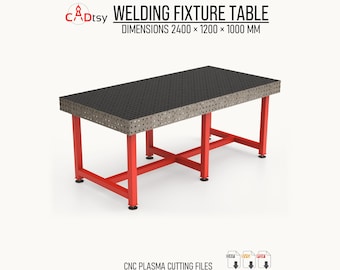Welding Fixture Table DXF Files for CNC Plasma Cutting, 2400 x 1200mm Fabrication Project